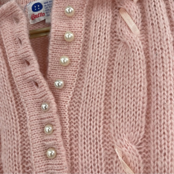 Vintage Buttons & Bows Pink Ribbon and Pearls Sweater - Picture 7 of 14